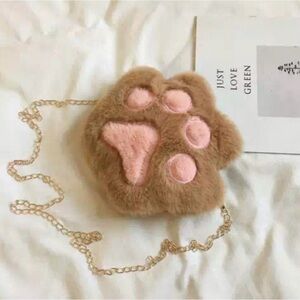 Cute Fuzzy Paw Crossbody Bag